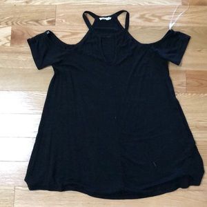 Medium black cold shoulder top